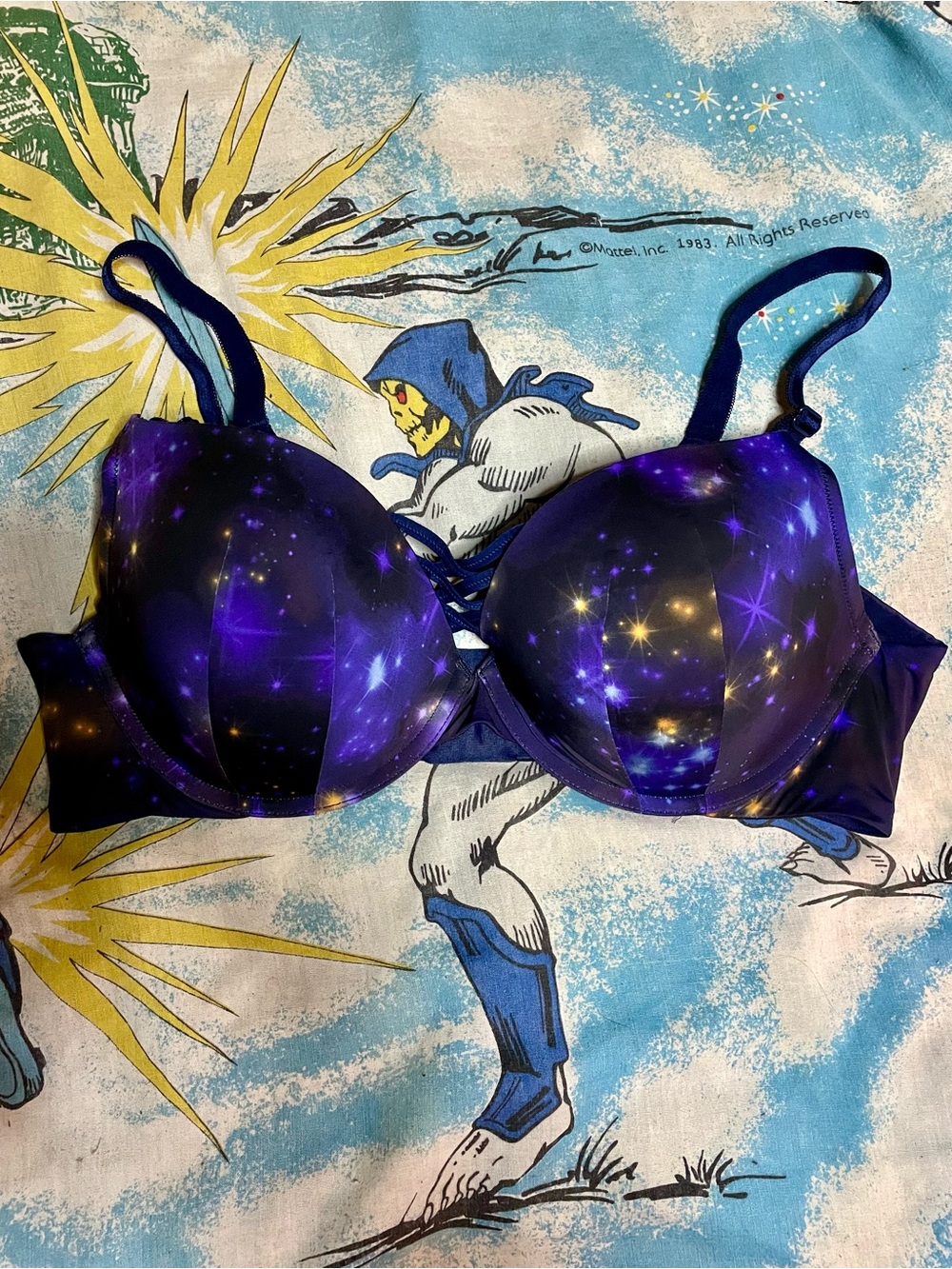40D Torrid Galaxy Print Padded Bra - Blue Purple Starry Sky